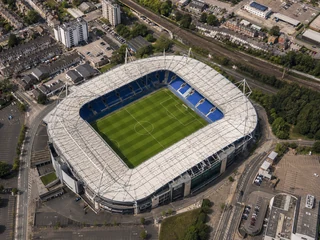 Letecký pohled na fotbalový stadion